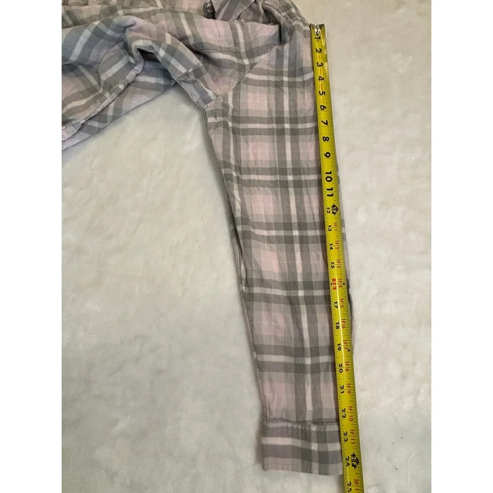 Croft & Barrow Womens XL Pink Grey Plaid Button Down Shirt Long Sleeve Pockets - Picture 5 of 5